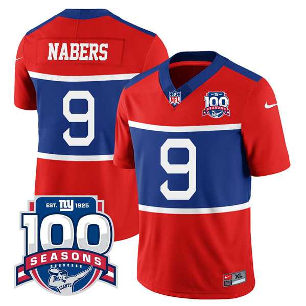 Men & Women & Youth New York Giants #9 Malik Nabers Century Red 100TH Season Commemorative Patch Limited Stitched Jersey,We sell and wholesale Men & Women & Youth New York Giants #9 Malik Nabers Century Red 100TH Season Commemorative Patch Limited Stitched Jersey on line form chian!